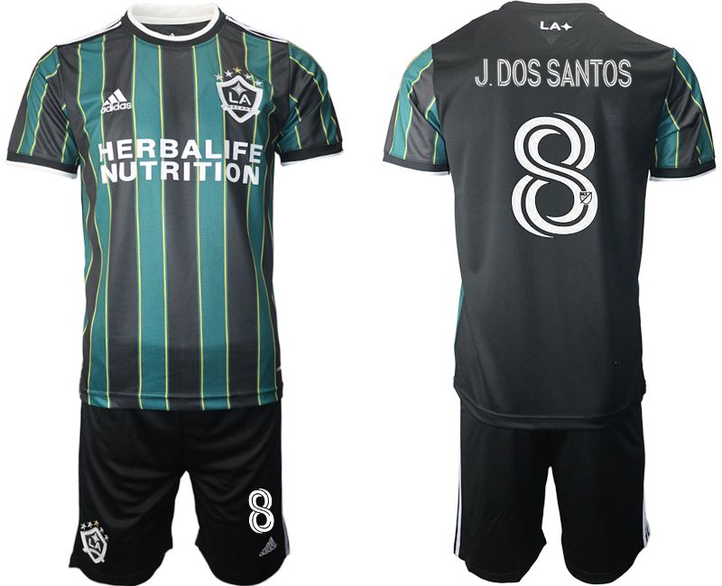 Men 2021-2022 Club Los Angeles Galaxy away black #8 Adidas Soccer Jersey->customized soccer jersey->Custom Jersey